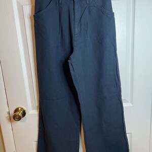 ASOS DESIGN High Rise Straight Leg Navy Blue Textured Pants ..., $25*